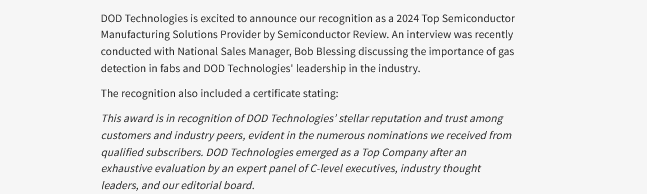 DOD Technologies recognition